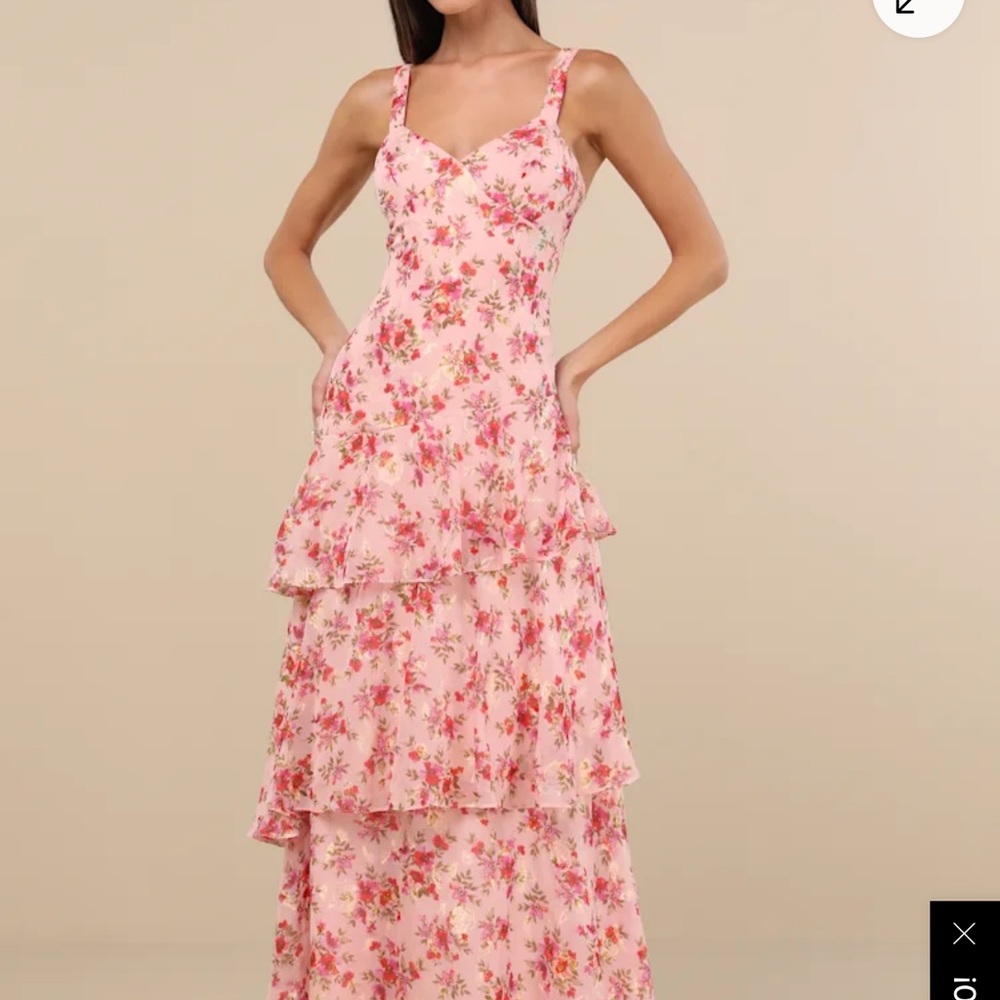 Lulu's Pink Floral Maxi Dress